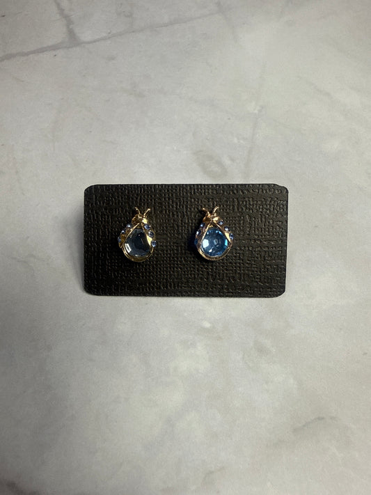 Blue Crystal Ladybug Stud Earrings