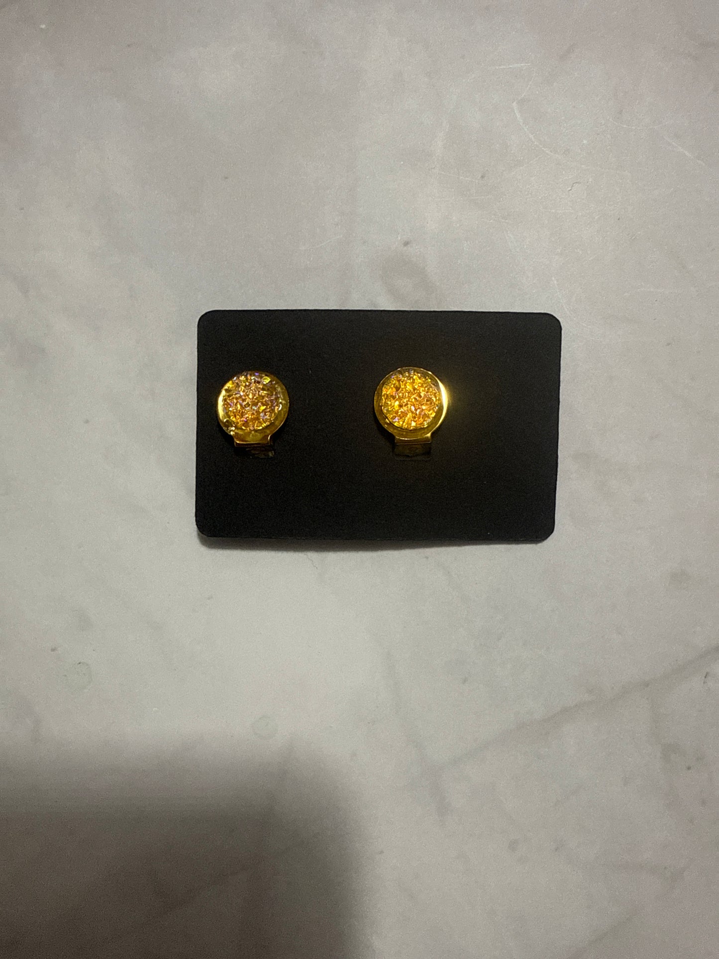 Light Orange Druzy CLIP ON Stud Earring