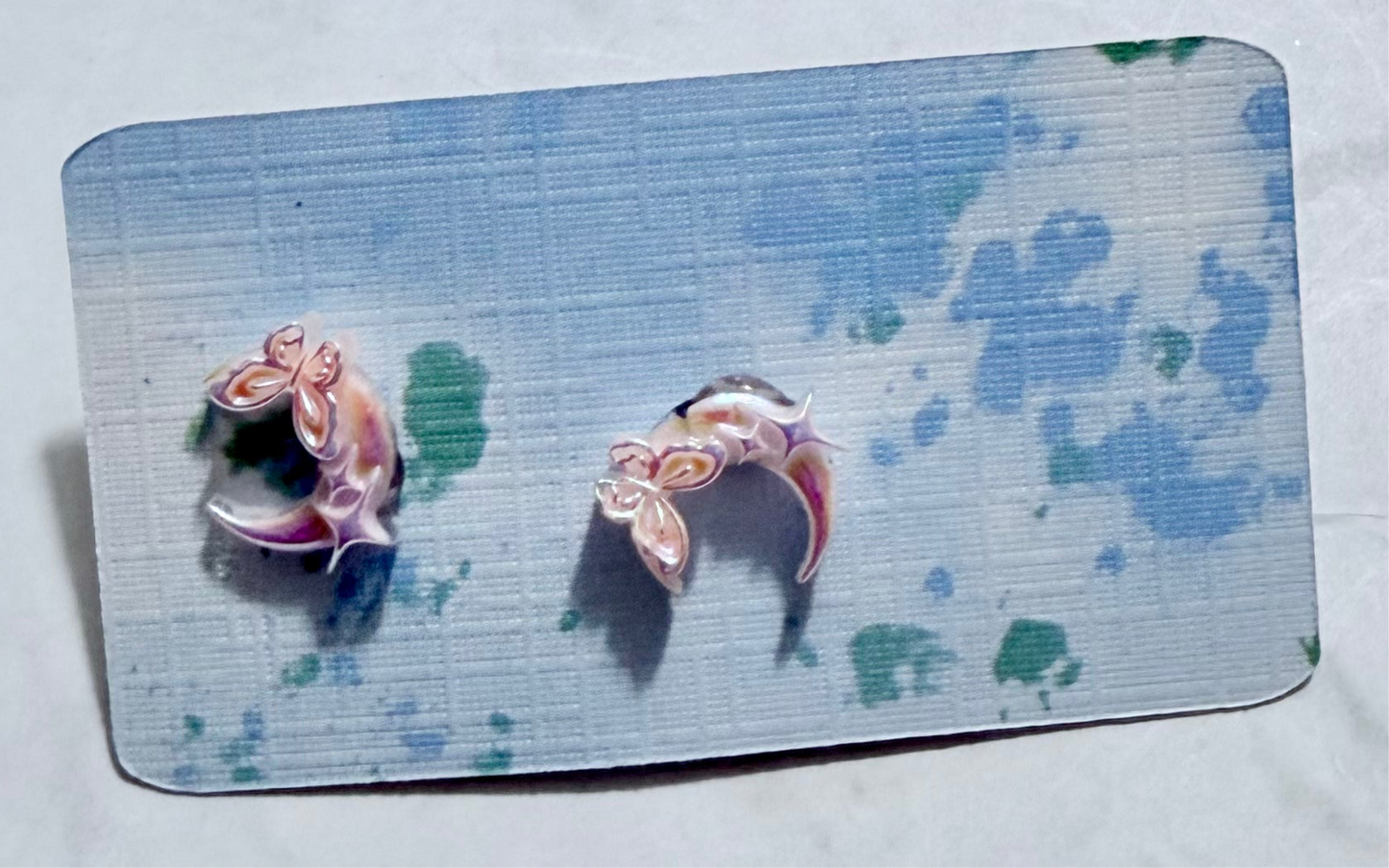 Pink and Purple Ab Butterfly Moon Stud Earring