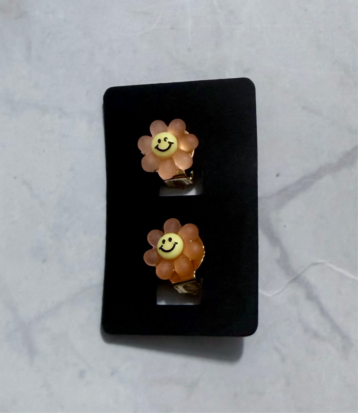 Orange Glow Flower CLIP ON Stud Earring