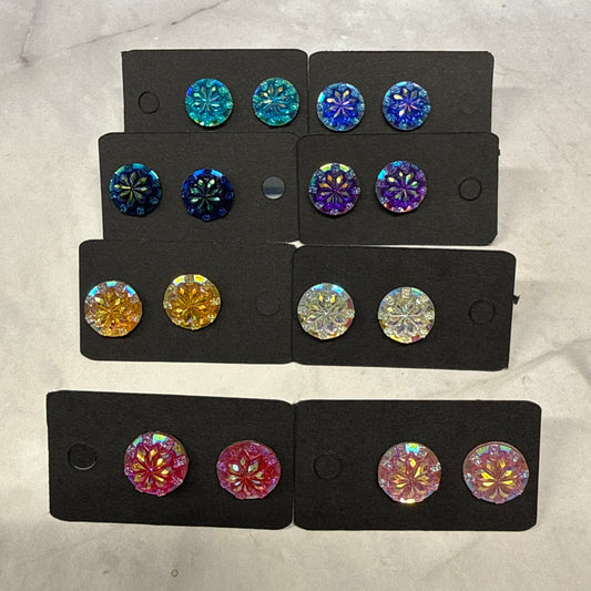 Ab Resin Flower Stud Earring