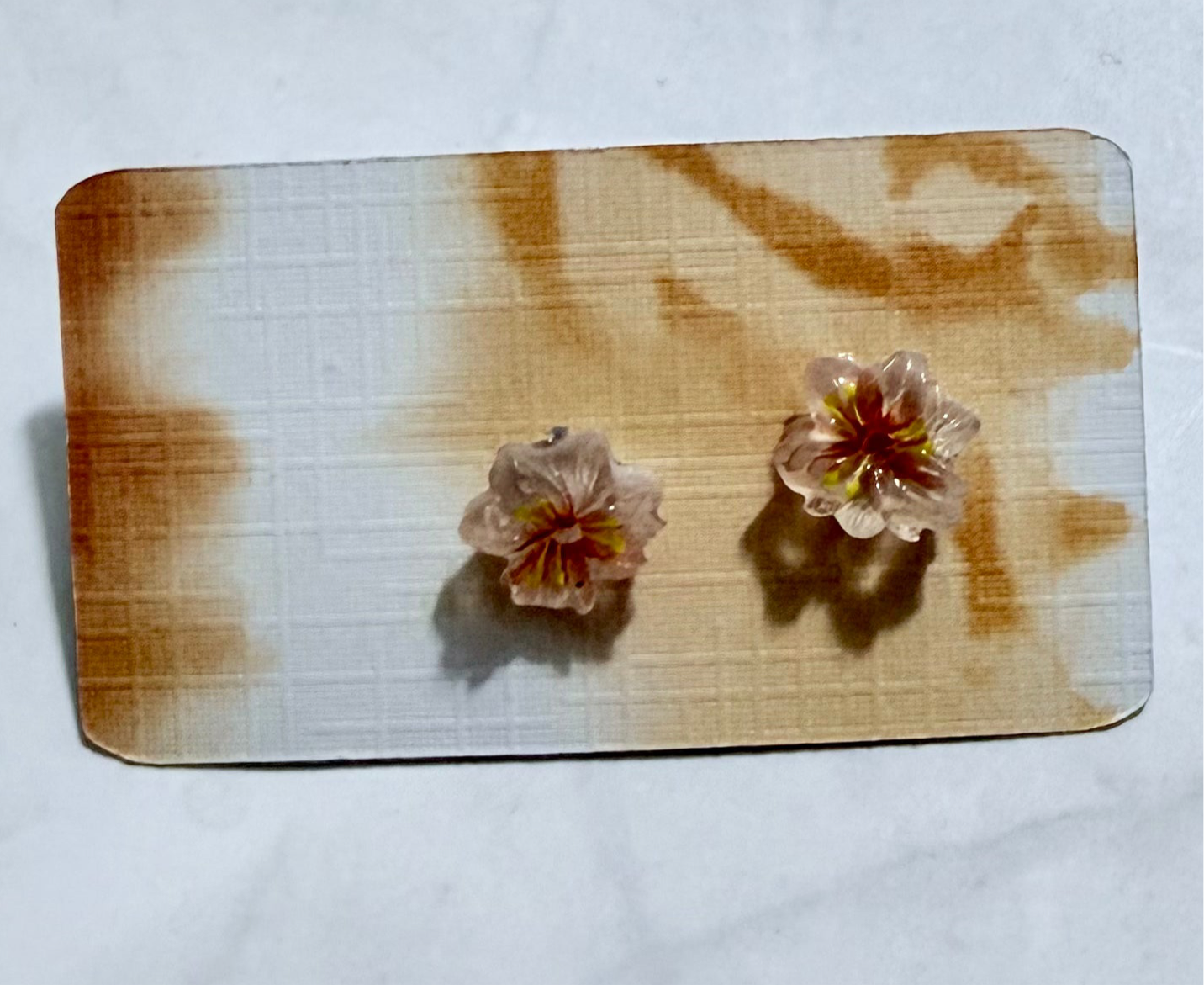 Peach Flower Stud Earring