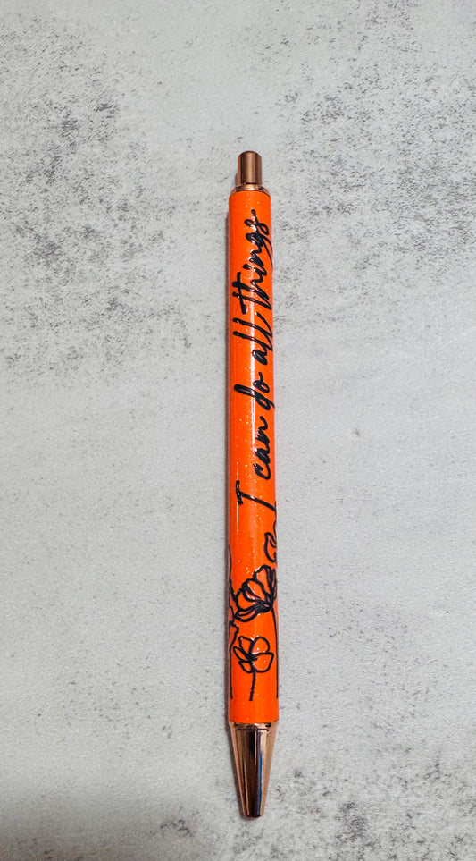 I can do all things (orange) ballpoint pen