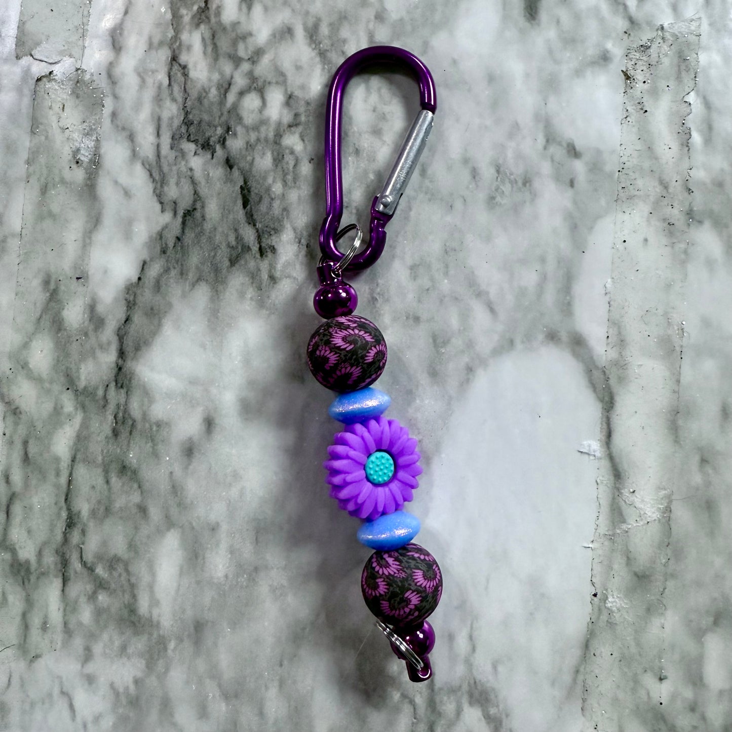 Purple Sunflower Carabiner Keychains