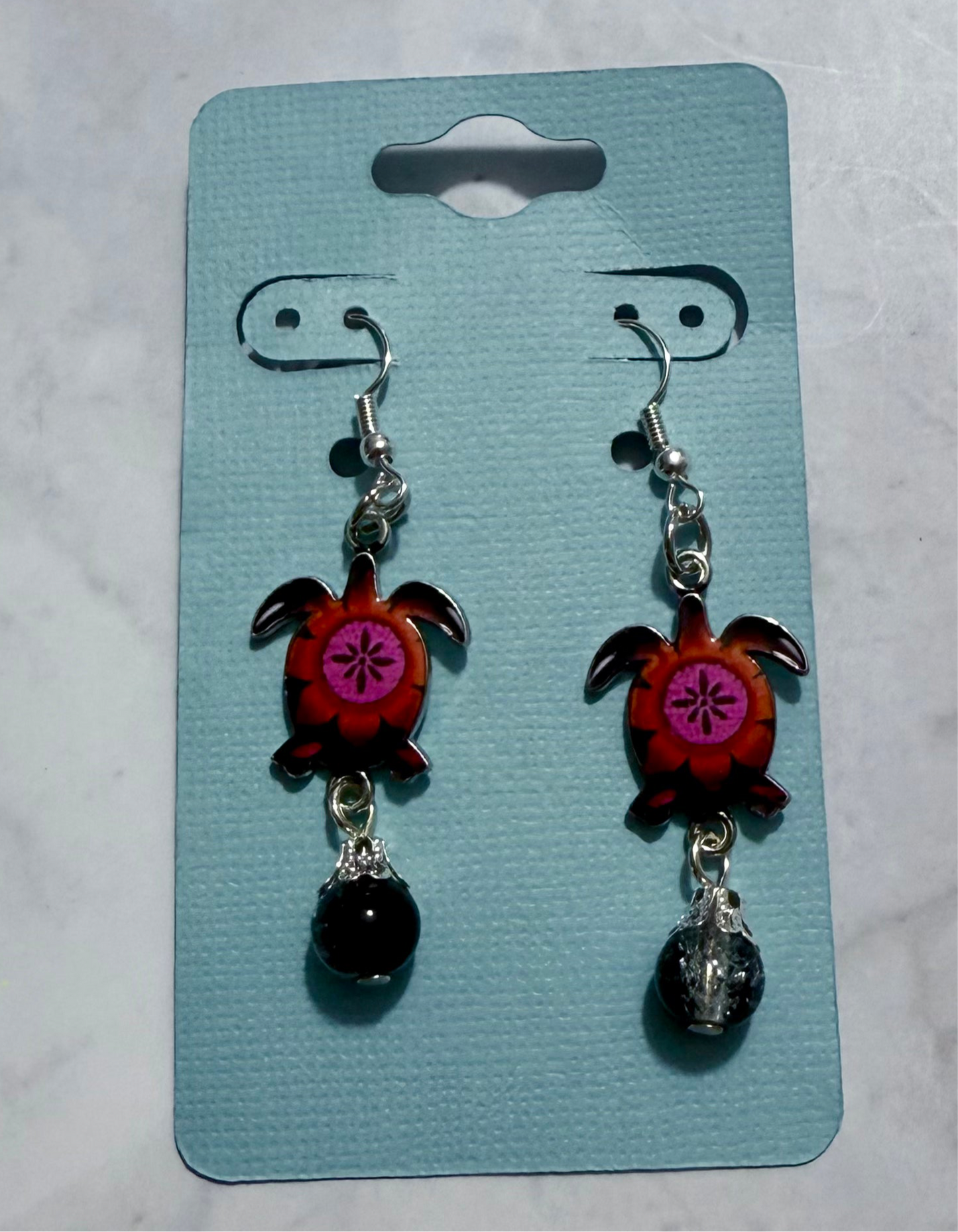 Black/Orange/Pink Turtle Dangle