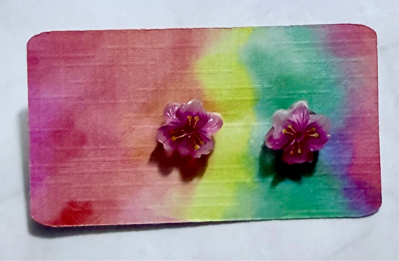 Pink Flower Stud Earring
