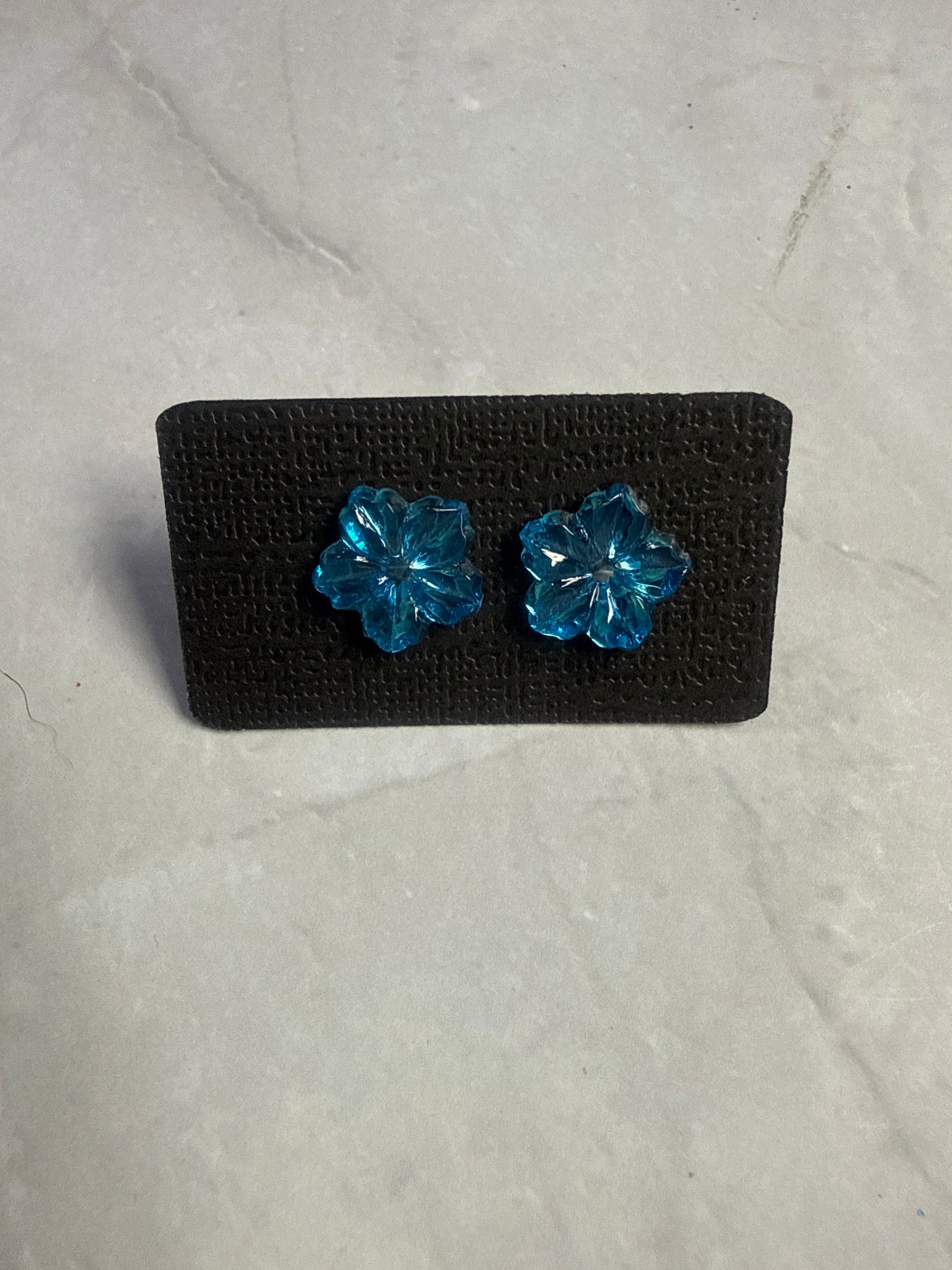 Blue Crystal Flower Stud Earring