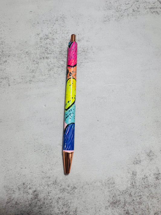 Rainbow hearts ballpoint pen