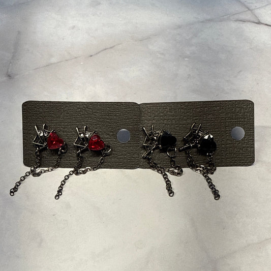 Heart Web Stud Dangle Earring