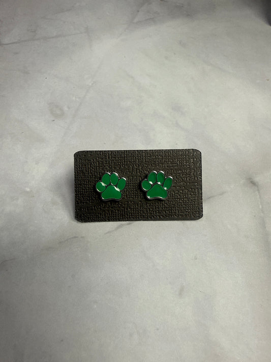 Teal Paw Print Stud Earrings
