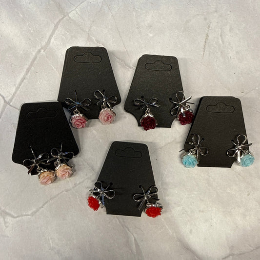 Bow Roses Stud Dangle Earring
