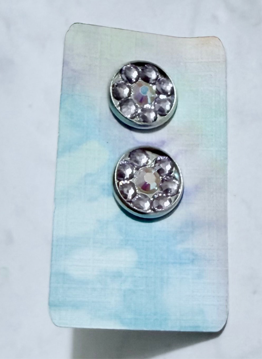 Grey Rhinestone Flower Stud Earring