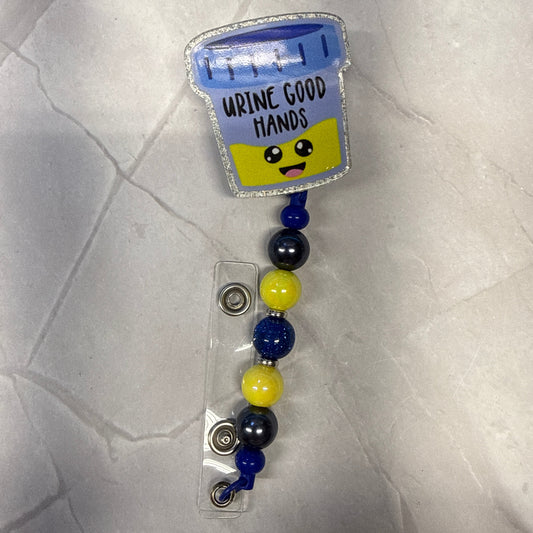 Urine good hands Badge Reel with Clip