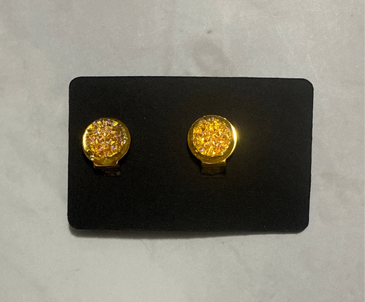 Light Orange Druzy CLIP ON Stud Earring