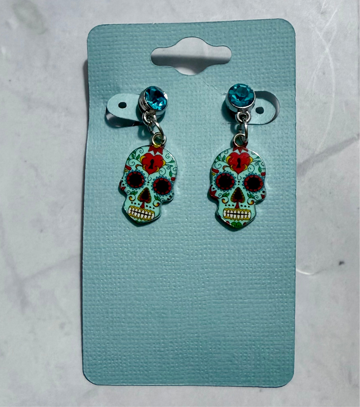 Light Blue Sugar Skull Dangle