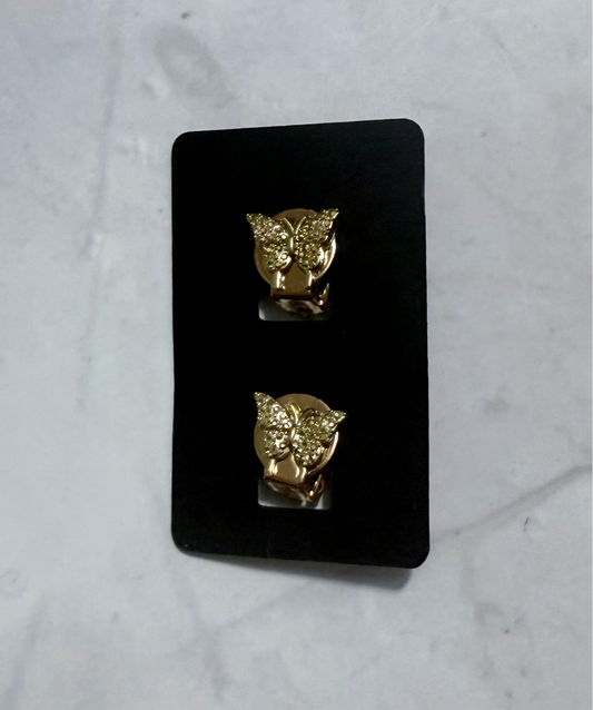 Gold Butterfly CLIP ON Stud Earring