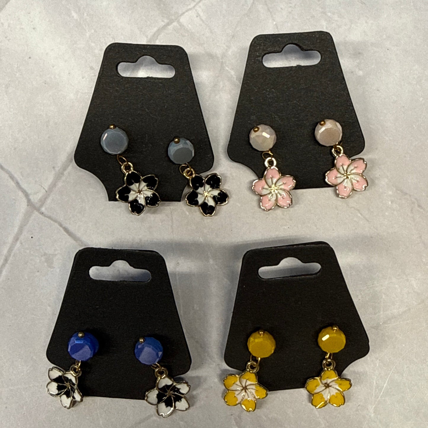 Enamel flower Stud Dangle Earring