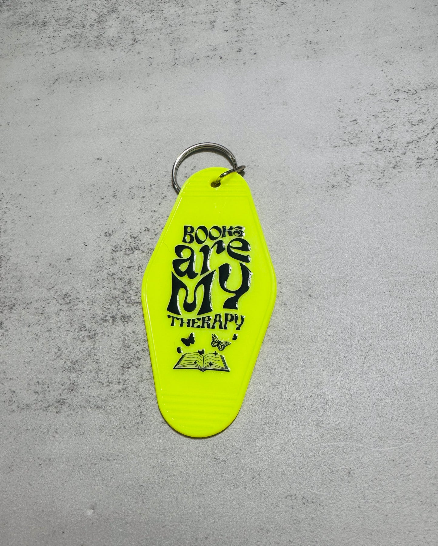 Books are my therapy Motel Keychain