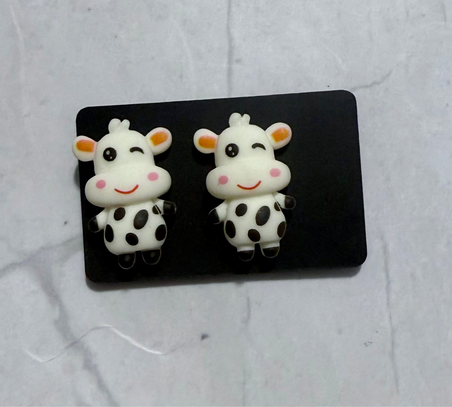 Cow CLIP ON Stud Earring