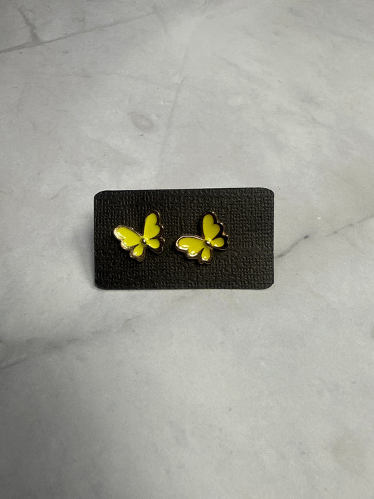 Pastel Yellow Butterfly Stud Earrings