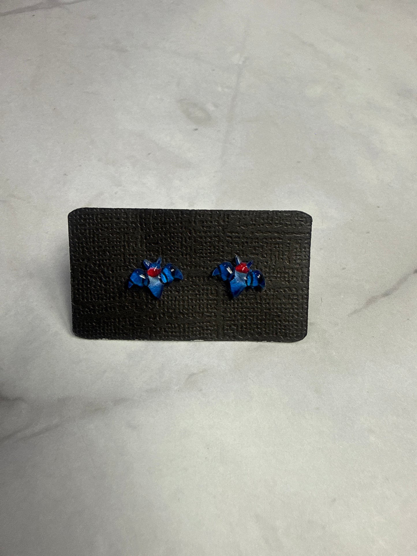 Blue Bat Stud Earrings