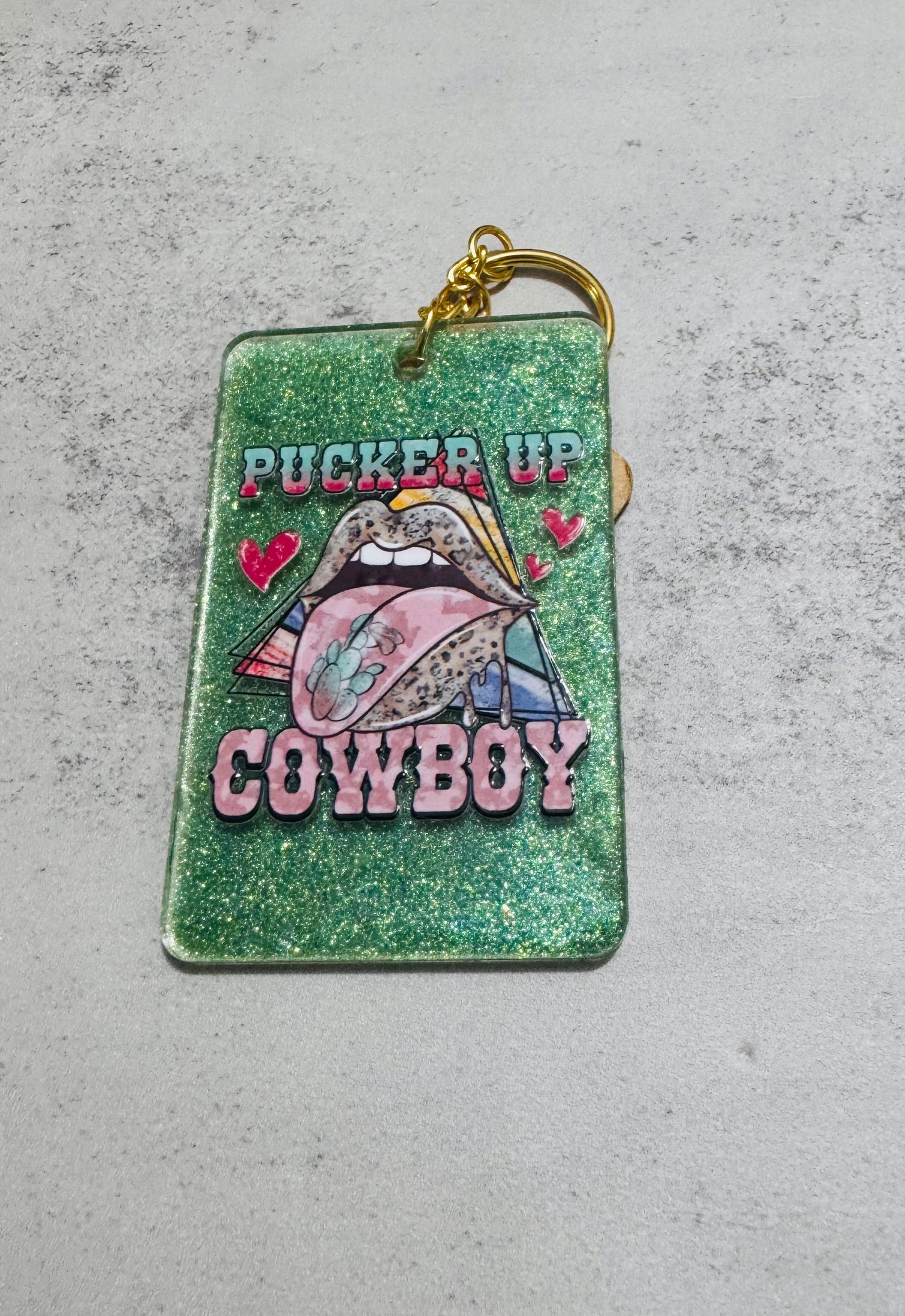 Puckerup Cowboy Resin Keychain