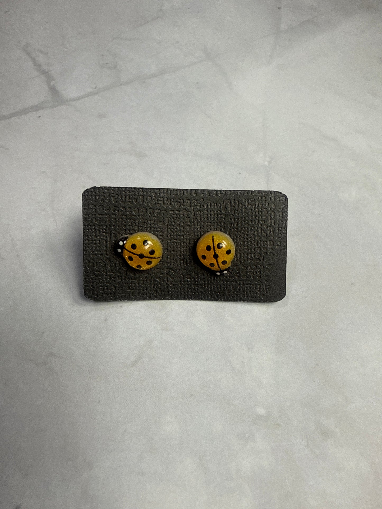 Orange Ladybug Stud Earrings