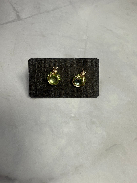 Green Crystal Ladybug Stud Earrings