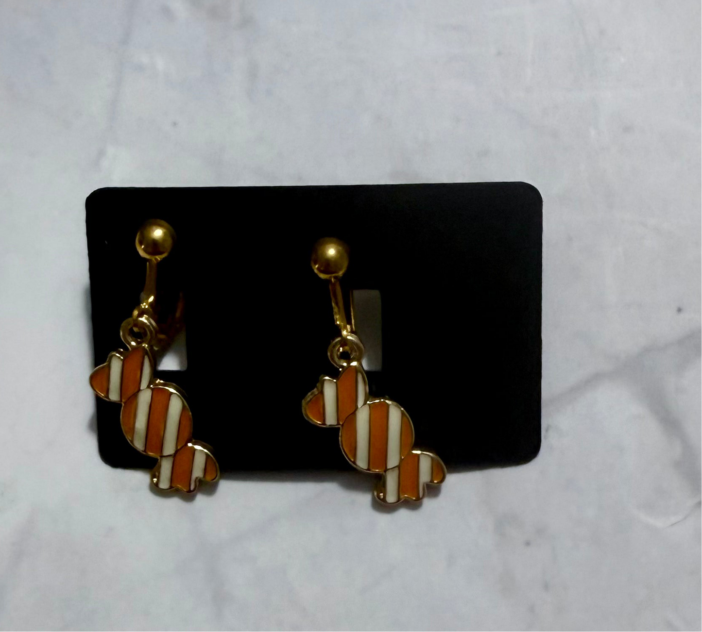 Orange Candy CLIP ON Dangle Earring