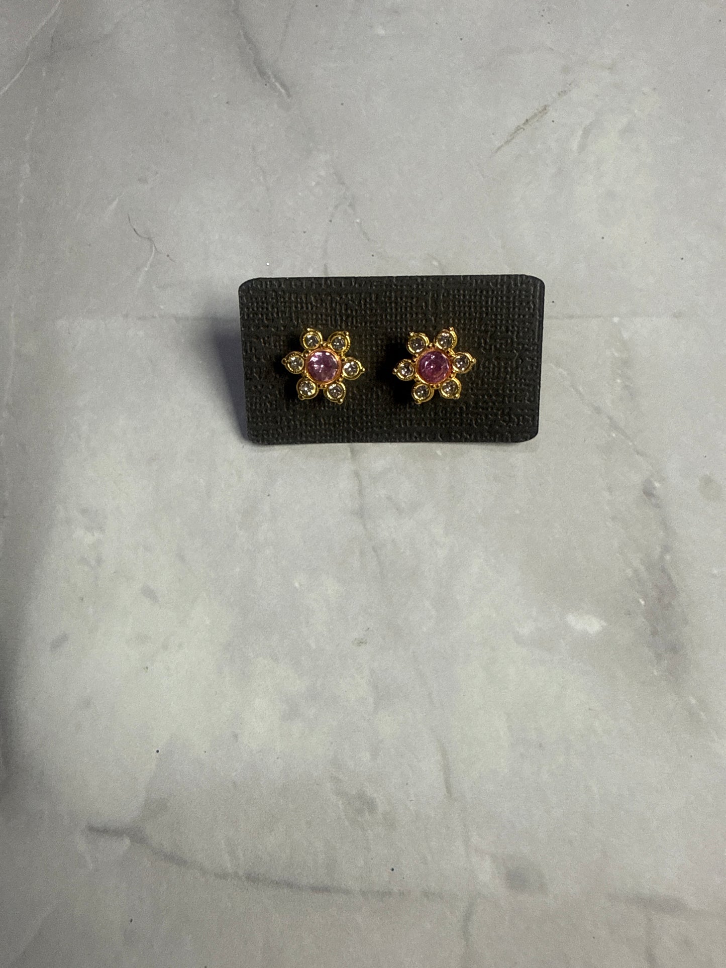 Light Pink and Clear Flower Stud Earring