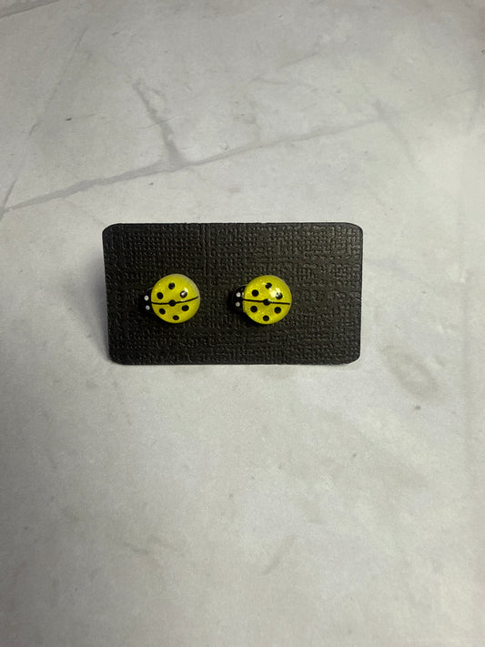 Yellow Ladybug Stud Earrings