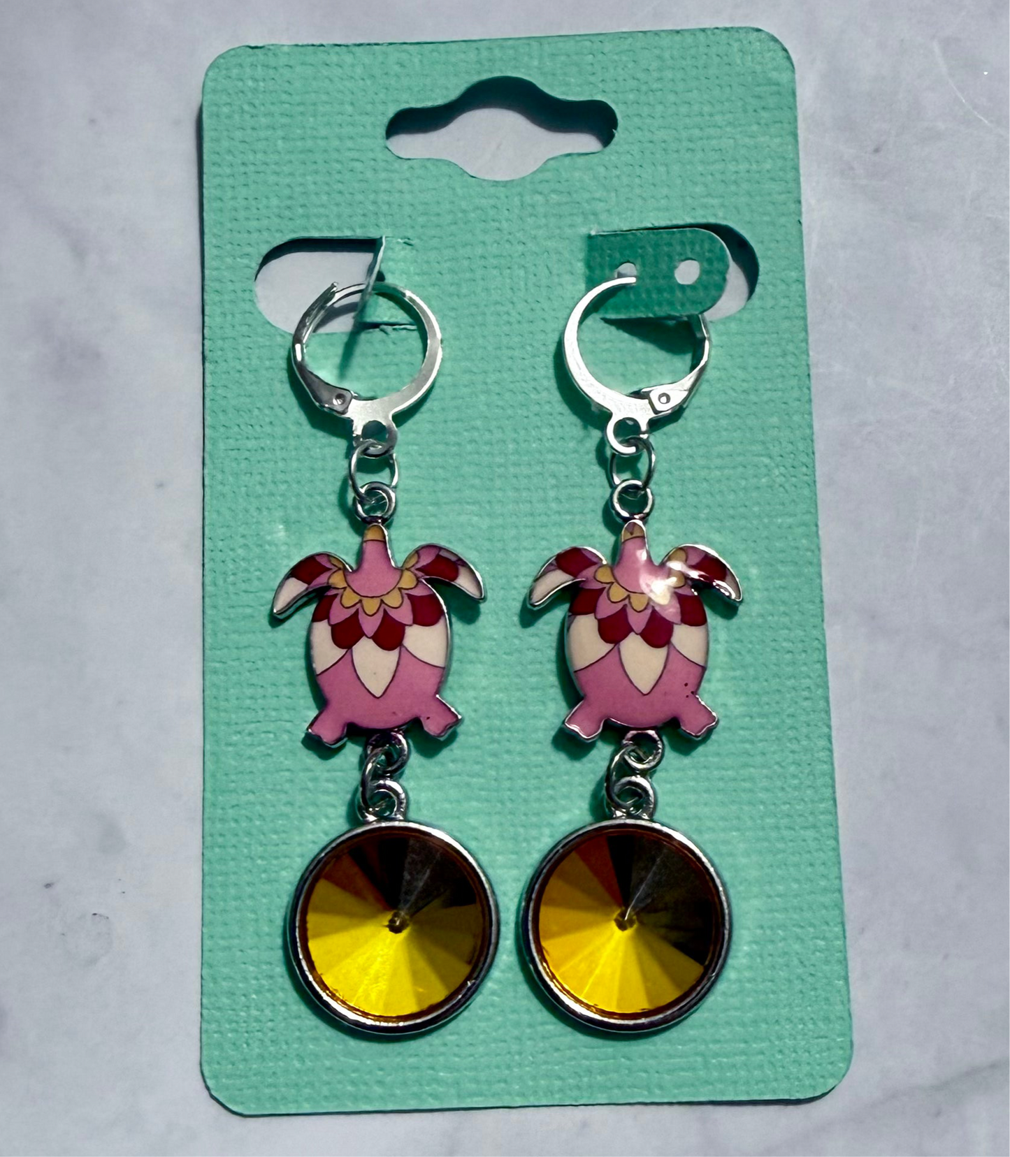Pink and Yellow Turtle Dangle