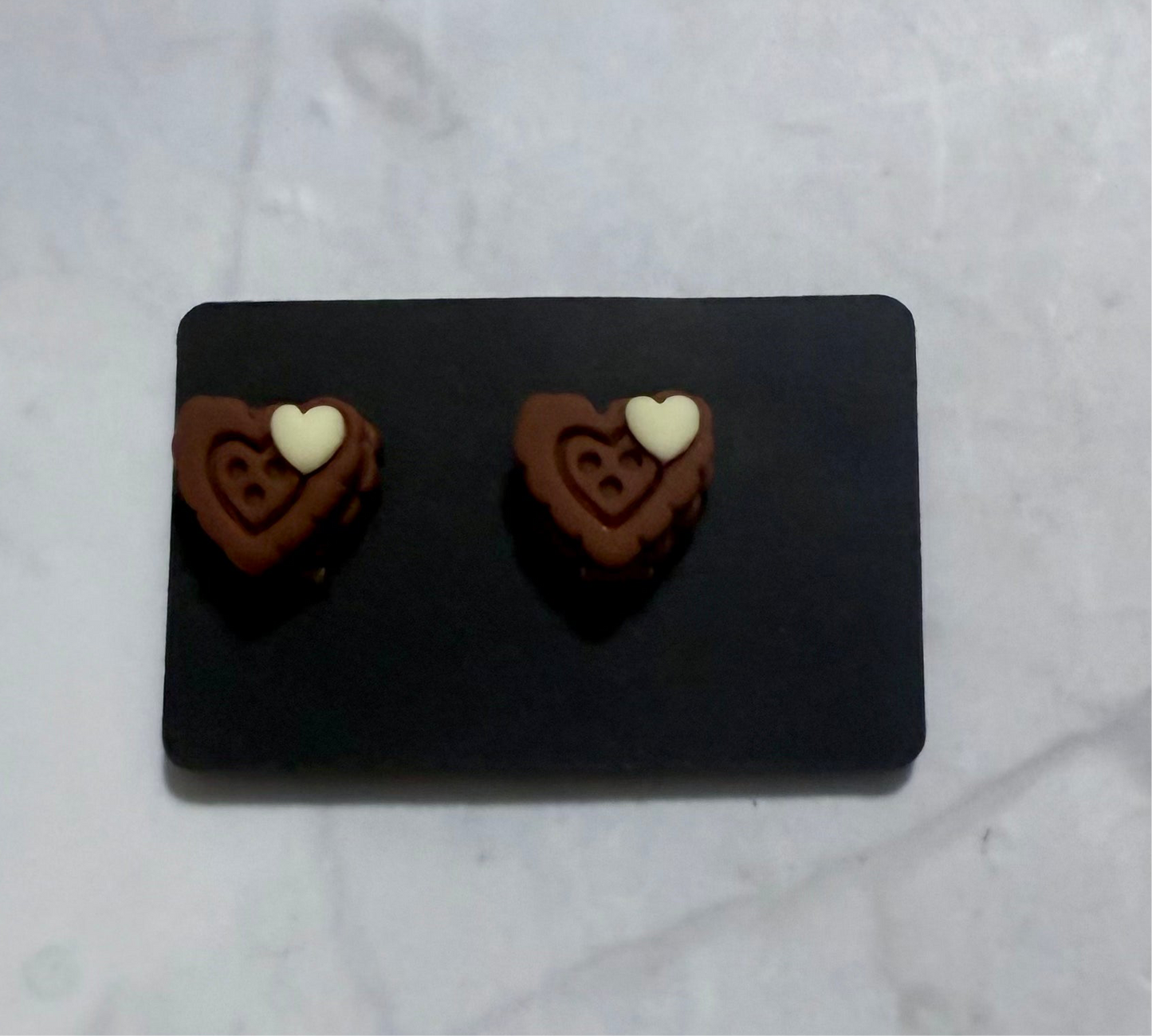 Chocolate Biscuit Sweet CLIP ON Dangle Earring