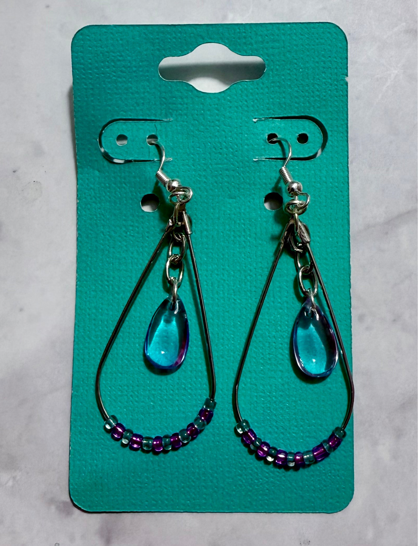 Blue and Purple Teardrop Dangle
