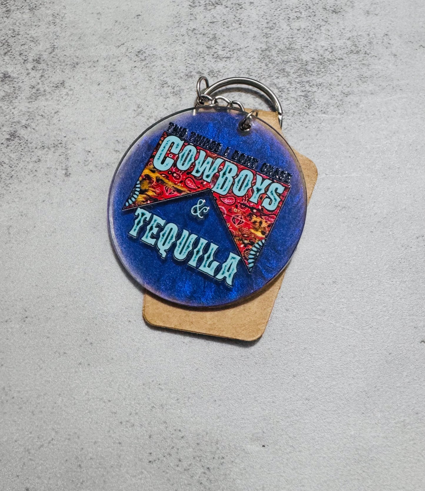 Cowboys & Tequila Resin Keychain