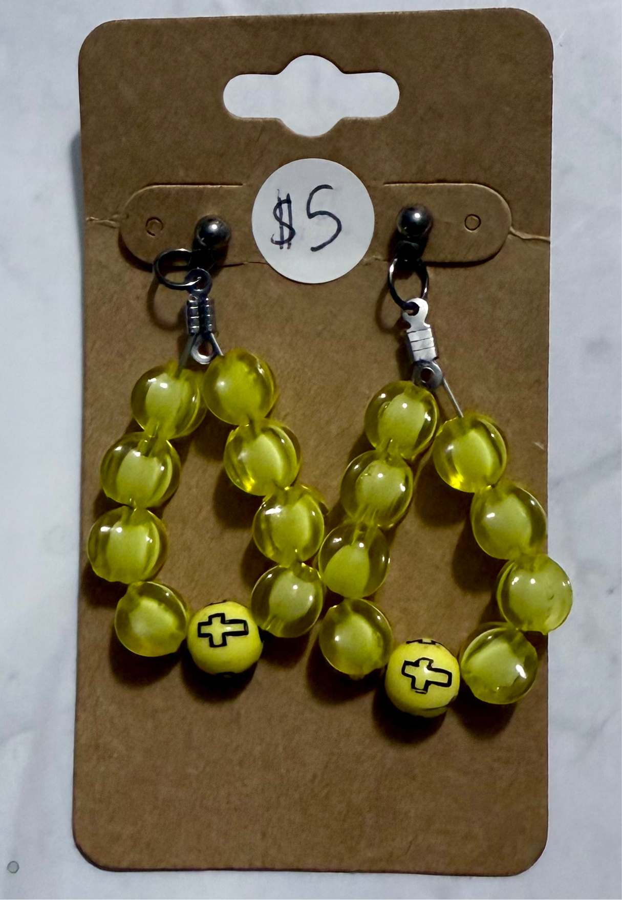 Yellow/Black Cross Dangle