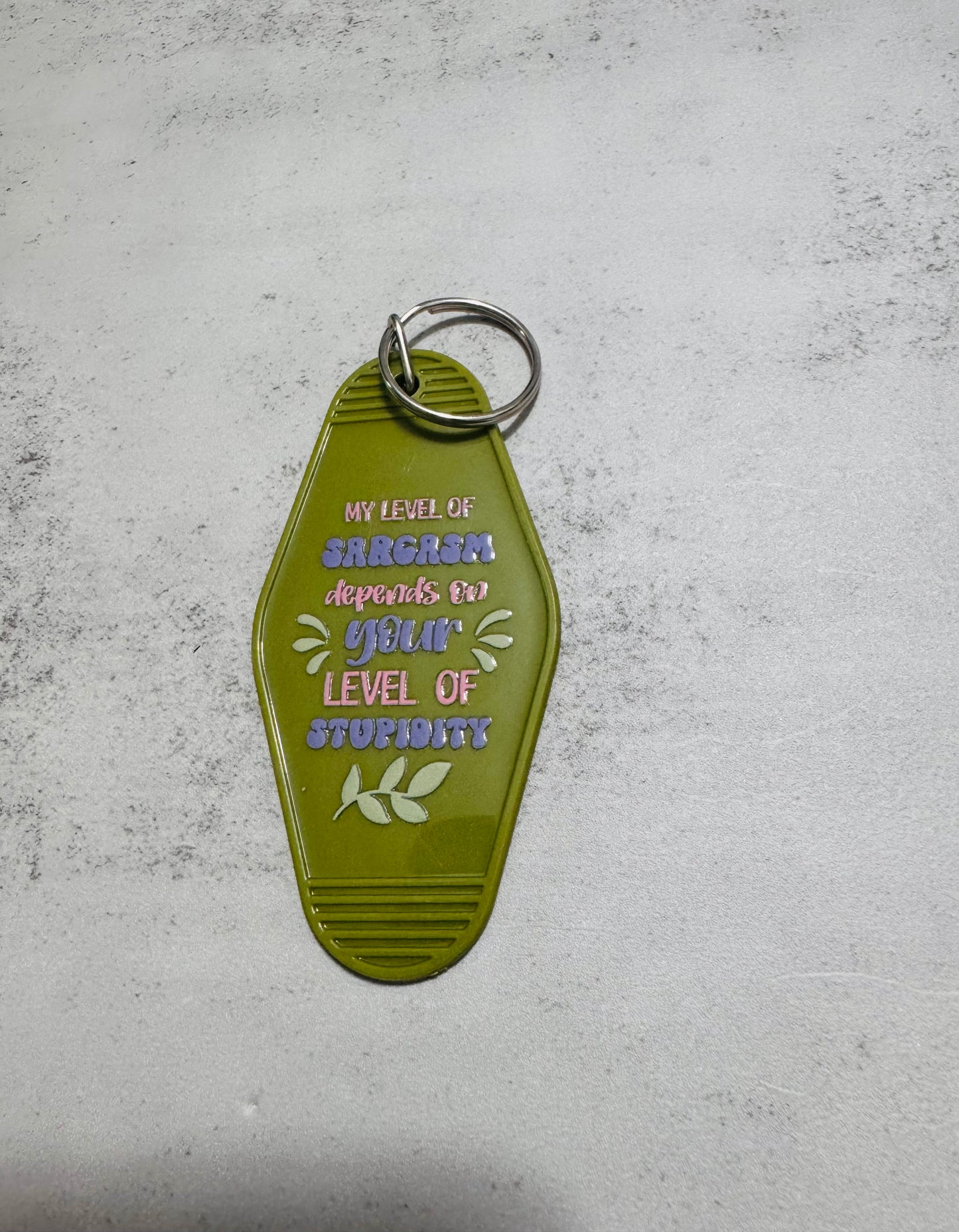 Sarcasm & Stupidity Motel Keychain