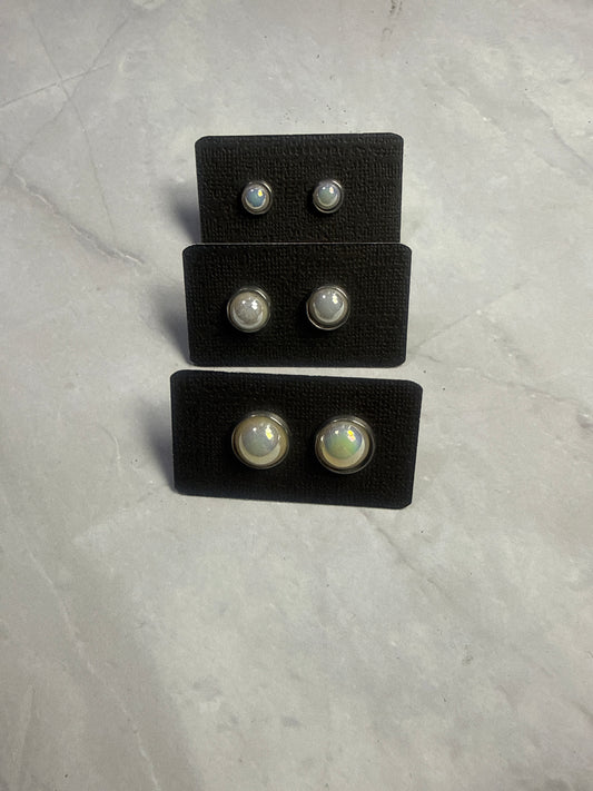 White AB Stud Earrings