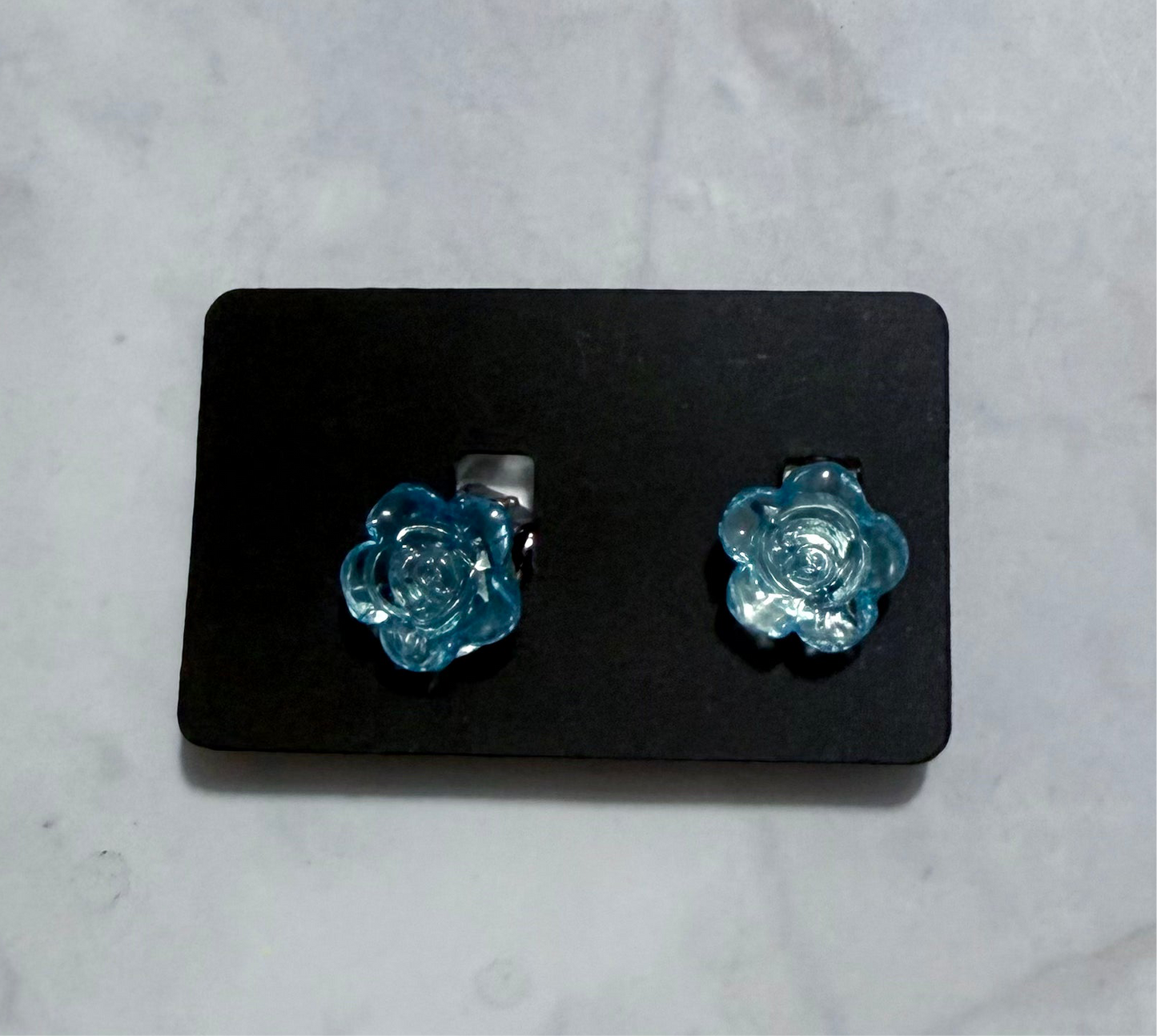 Blue Rose CLIP ON Stud Earring