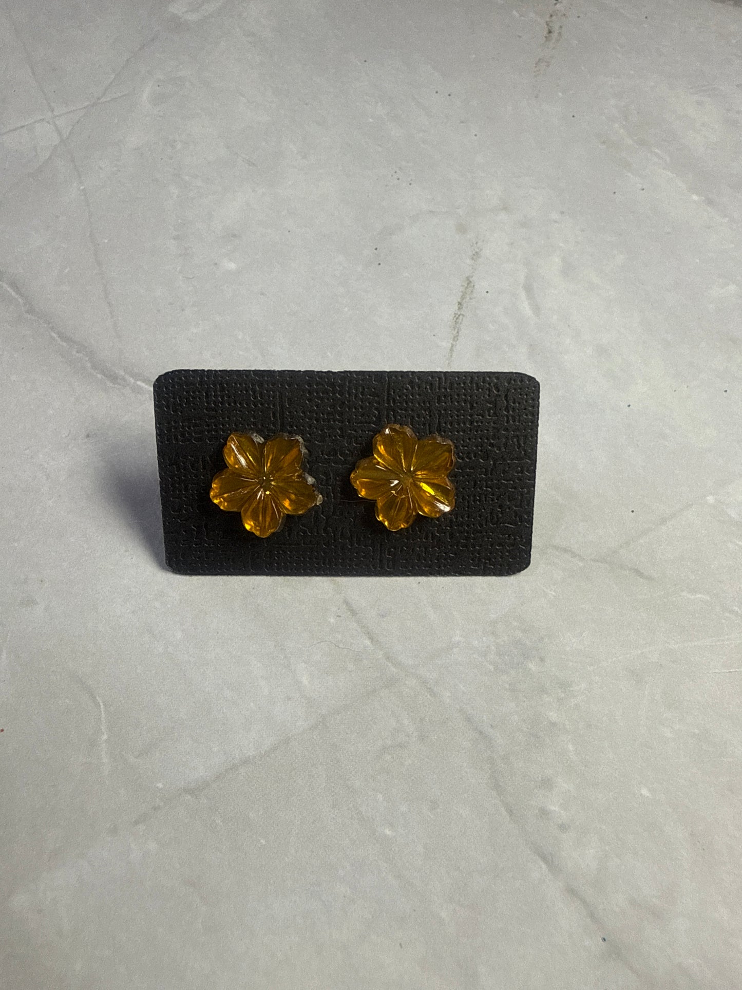 Yellow Crystal Flower Stud Earring