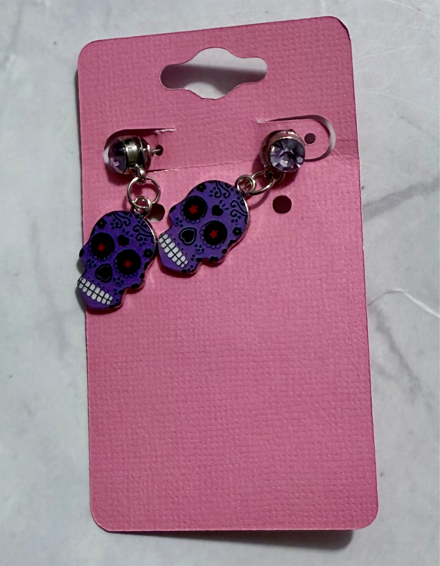 Purple Sugar Skull Dangle