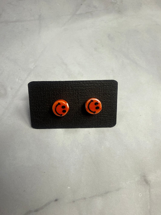 Orange Smiley Stud Earrings
