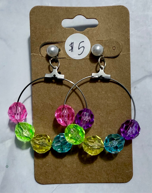 Neon Beaded Hoop Dangle