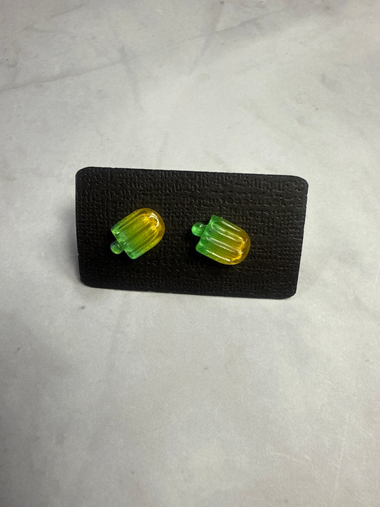 Yellow/ Green Popsicle Stud Earrings