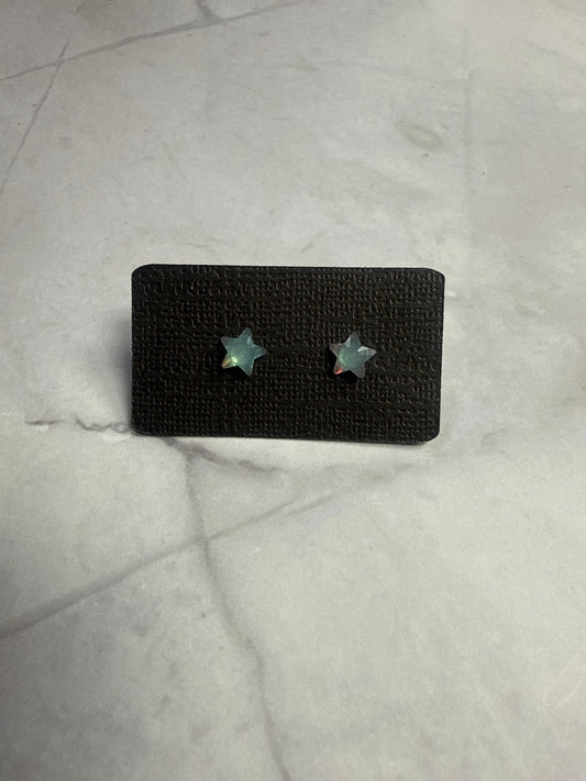 Blue Iridescent Star Stud Earrings