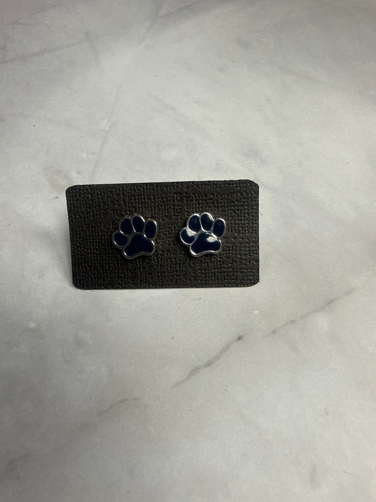 Navy Paw Print Stud Earrings