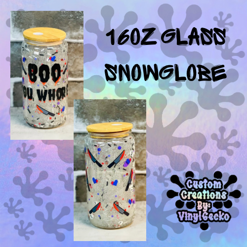16oz boo you whore snow globe