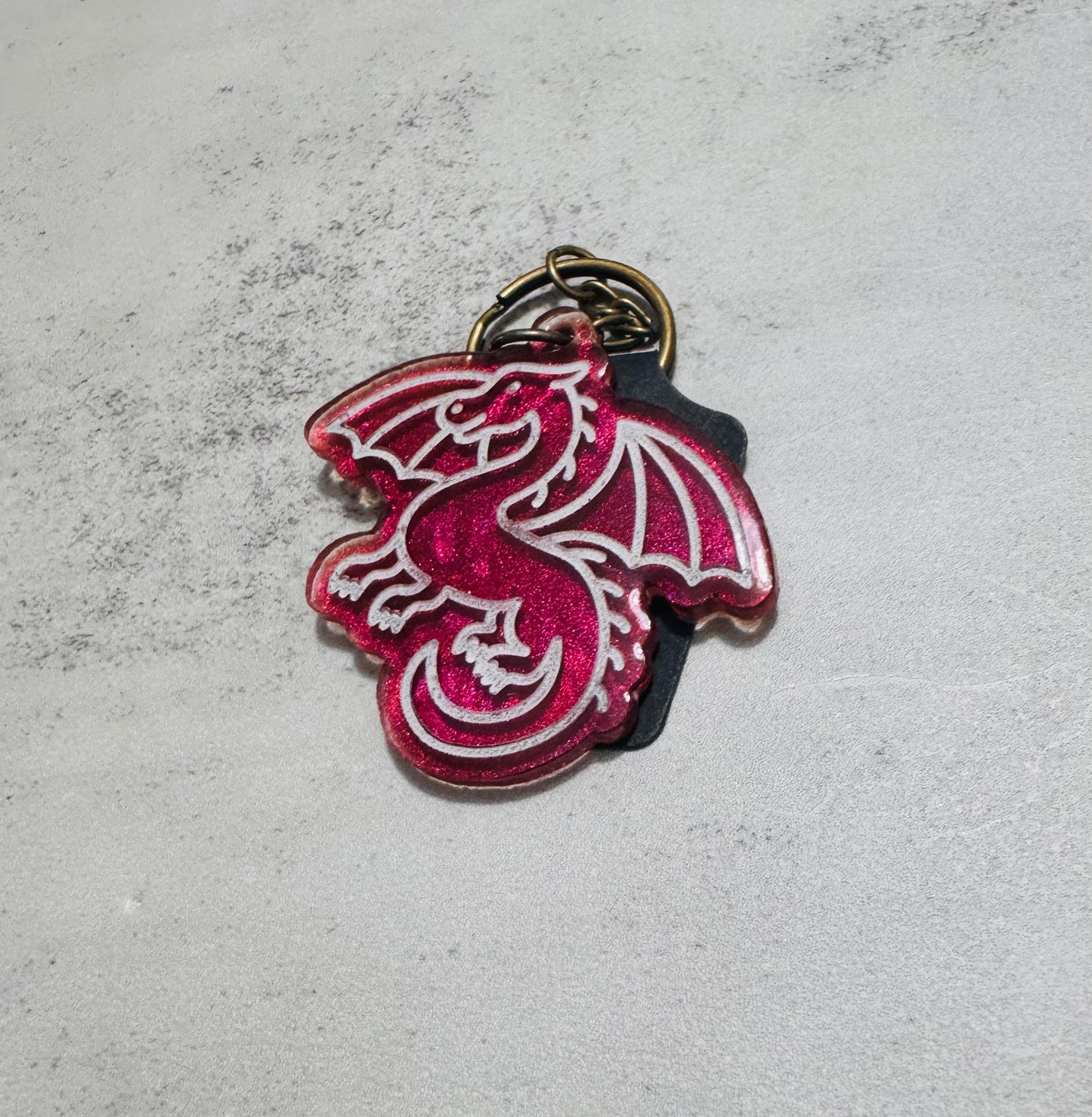 Red Dragon Resin Keychain