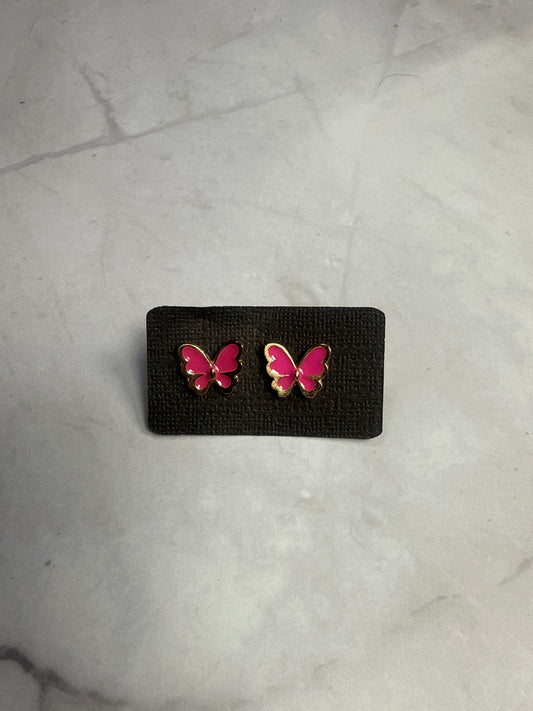 Pink Butterfly Stud Earrings