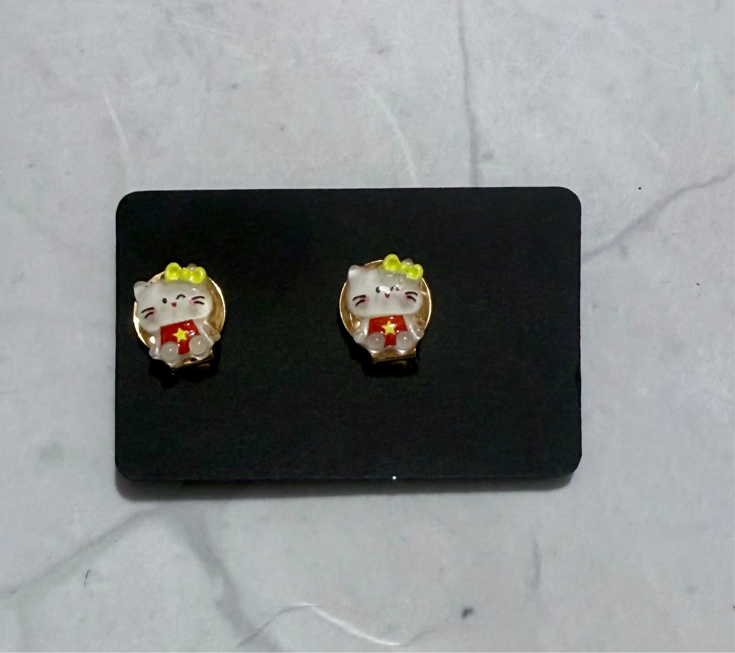 Yellow Bow HK CLIP ON Stud Earring